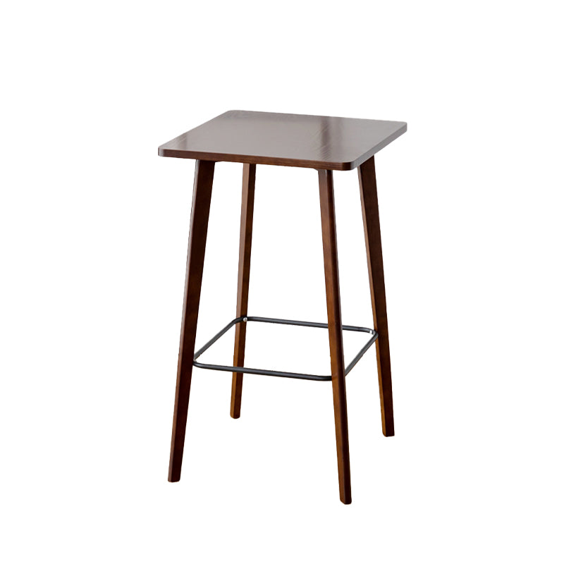 Modern Style Square Solid Wood Footrest Top Bar Dining Table for Home