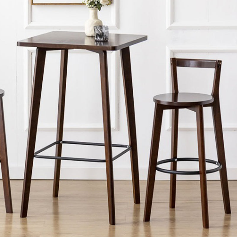 Modern Style Square Solid Wood Footrest Top Bar Dining Table for Home
