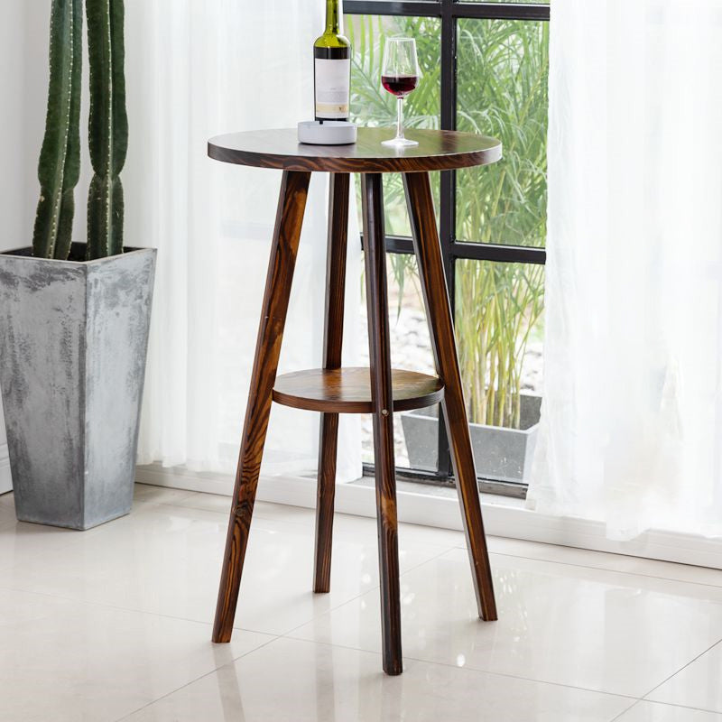 Contemporary Style Round Solid Wood Bar Dining Table for Home Use