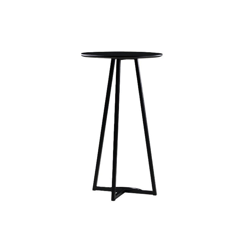 Contemporary Wood Top Round Bar Dining Table with Metal Base