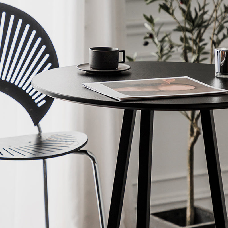 Contemporary Wood Top Round Bar Dining Table with Metal Base