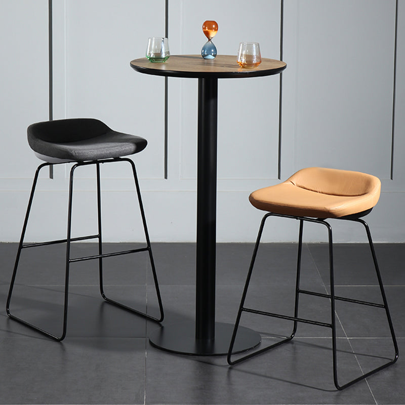 Contemporary Round Wood Top Bar Dining Table for Coffee Shop