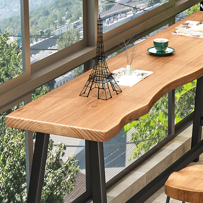 Trestle Base Solid Wood Rectangle Bar Table for Kitchen Dining Room