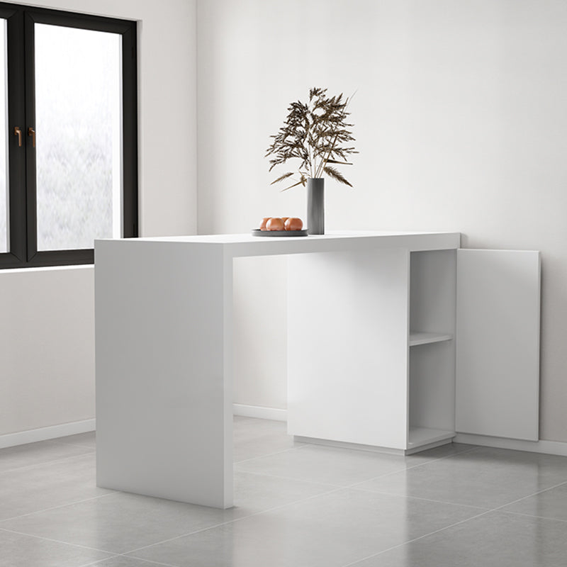 Modern Sintered Stone Top Rectangle White Bar Dining Table with Storage