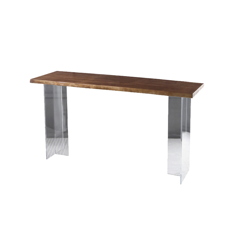 Contemporary Style Solid Wood Top Dining Table with Acrylic Base