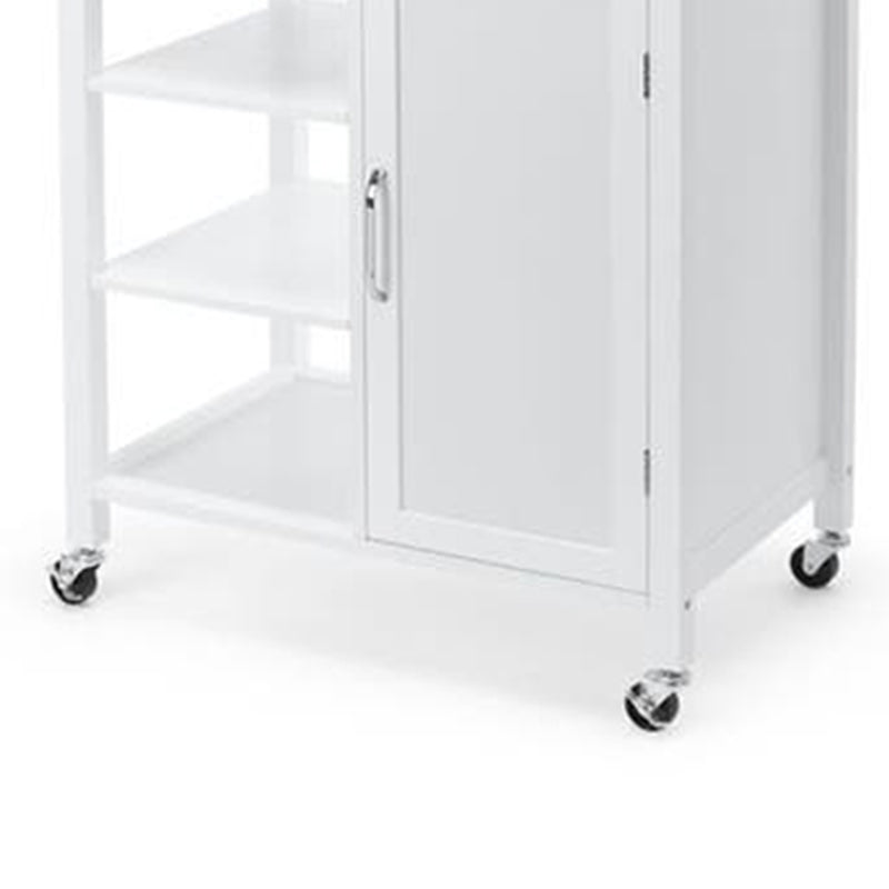 Matte Finish Wooden Kitchen Cart with Open Storage and Wheels