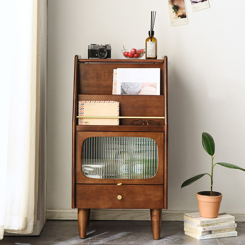 Modern Style Rubber Wood Storage Sideboard Cabinet with Glass Doors