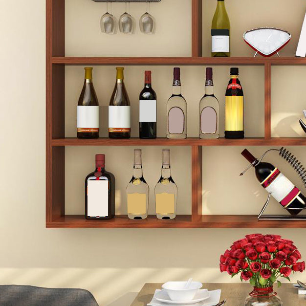 Manufactured Wood Wine Bottle Holder Modern Style Wall Mounted with Shelf