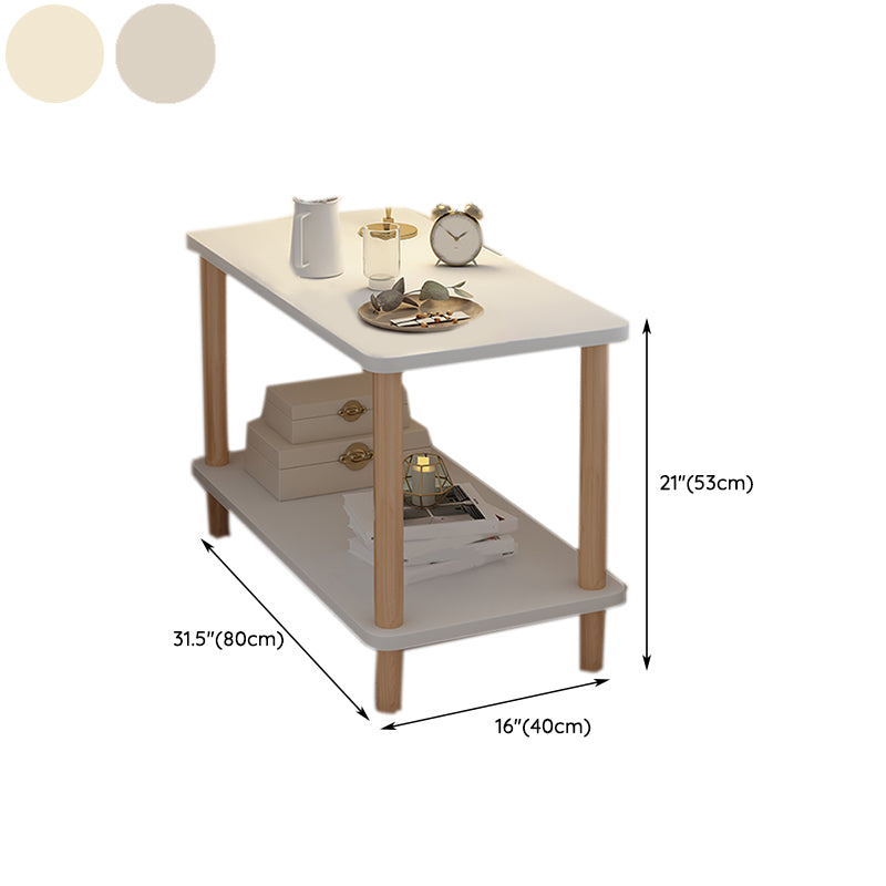 Scandinavian 2 Shelves Accent Table Nightstand 21" Tall with Legs