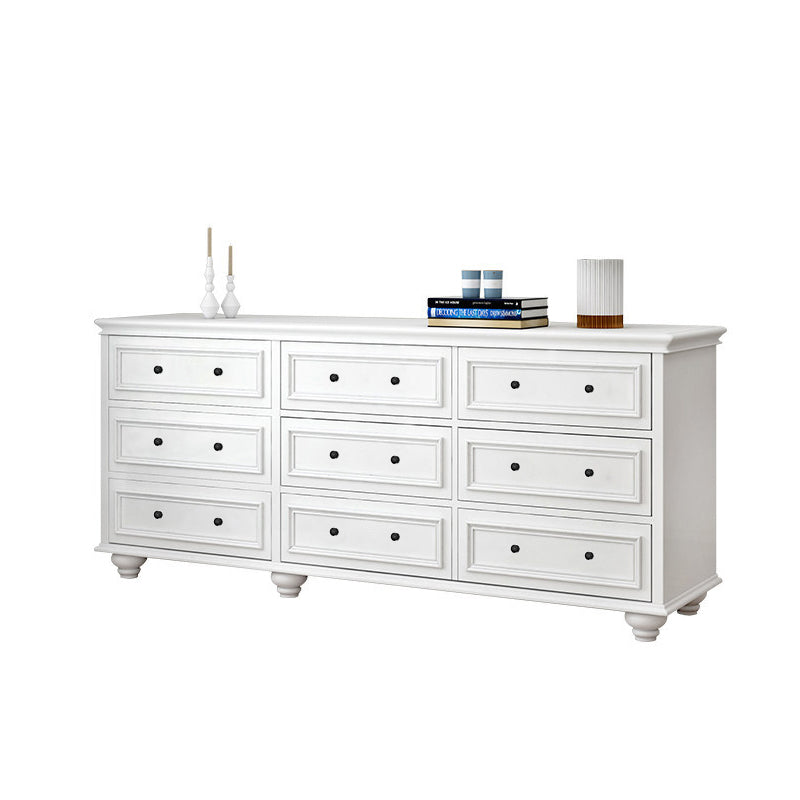 Modern Wood White Storage Chest with Soft-Close Drawers for Home