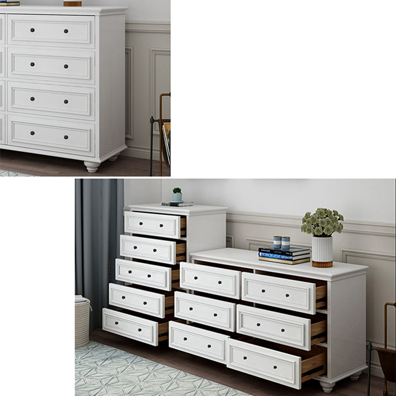 Modern Wood White Storage Chest with Soft-Close Drawers for Home