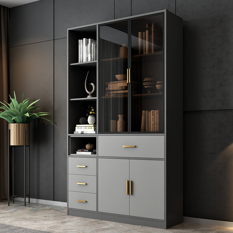 Contemporary Closed Back Bookcase Engineered Wood Vertical Bookshelf with Shelves