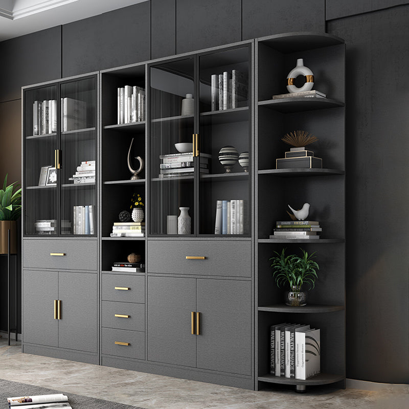 Contemporary Closed Back Bookcase Engineered Wood Vertical Bookshelf with Shelves