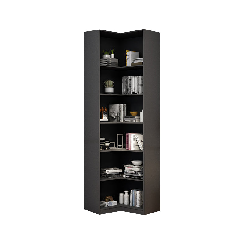 Contemporary Closed Back Bookcase Engineered Wood Vertical Bookshelf with Shelves