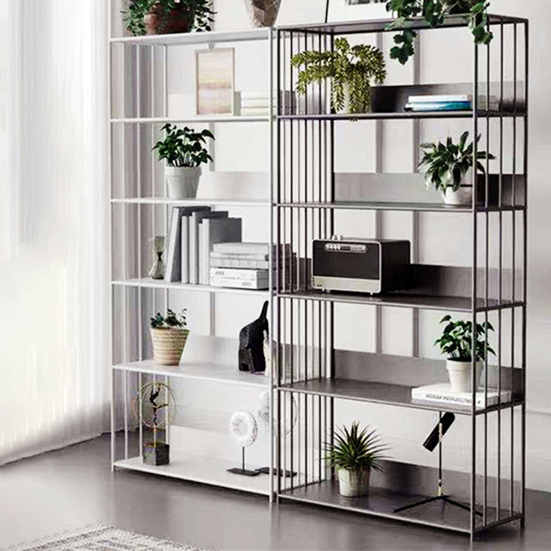 Standard Metal Bookshelf Contemporary Open Back Vertical Bookcase