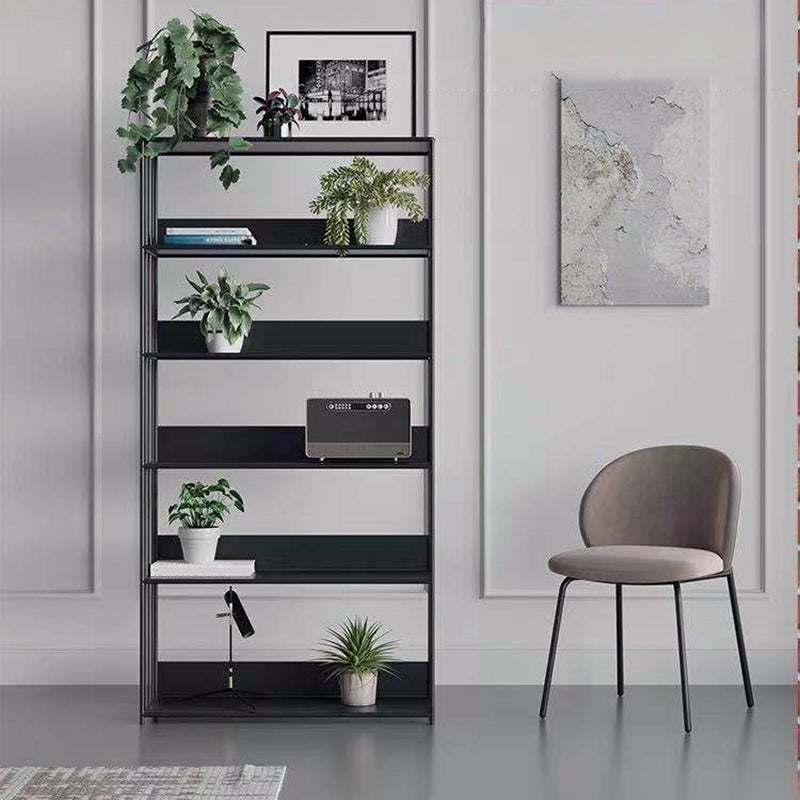Standard Metal Bookshelf Contemporary Open Back Vertical Bookcase
