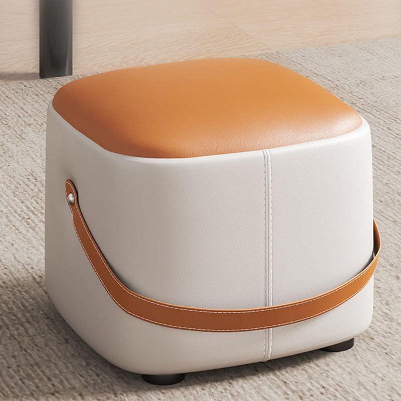 Modern Pouf Ottoman Fabric Upholstered Solid Color Portable Square Ottoman with Storage