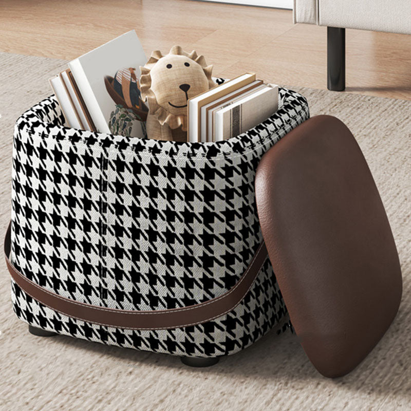Modern Pouf Ottoman Fabric Upholstered Solid Color Portable Square Ottoman with Storage