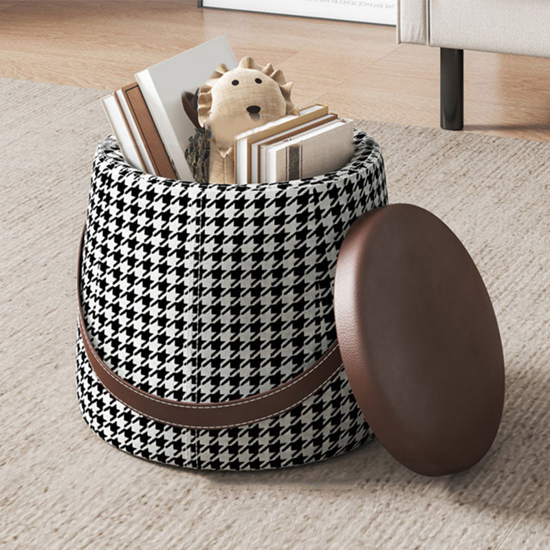 Modern Pouf Ottoman Fabric Upholstered Solid Color Portable Square Ottoman with Storage