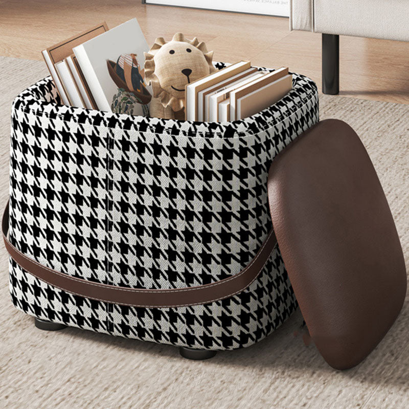 Modern Pouf Ottoman Fabric Upholstered Solid Color Portable Square Ottoman with Storage