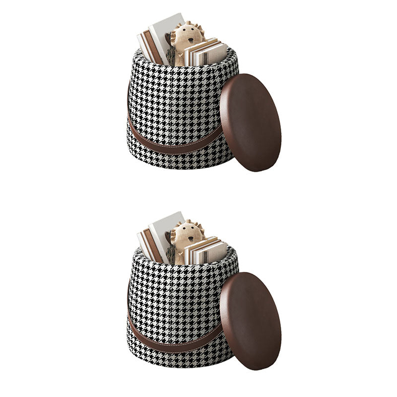 Modern Pouf Ottoman Fabric Upholstered Solid Color Portable Square Ottoman with Storage