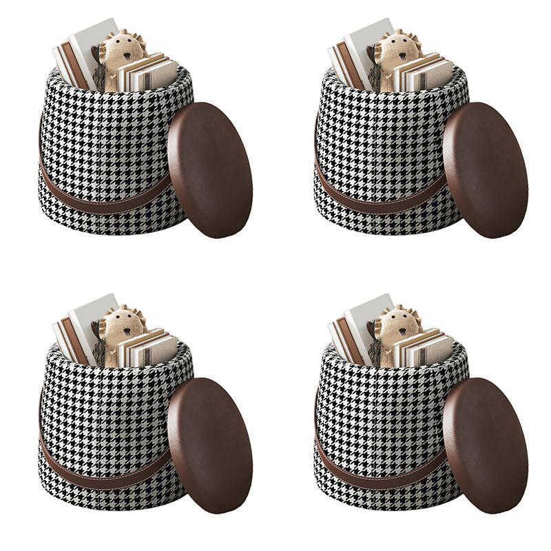 Modern Pouf Ottoman Fabric Upholstered Solid Color Portable Square Ottoman with Storage