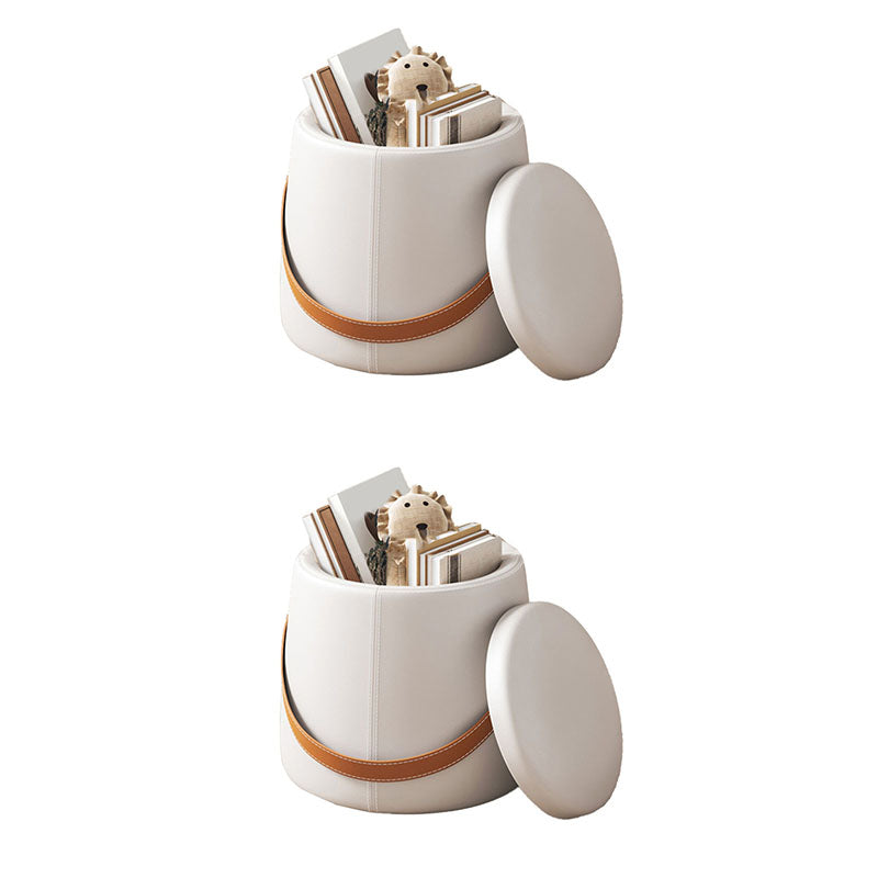 Modern Pouf Ottoman Fabric Upholstered Solid Color Portable Square Ottoman with Storage