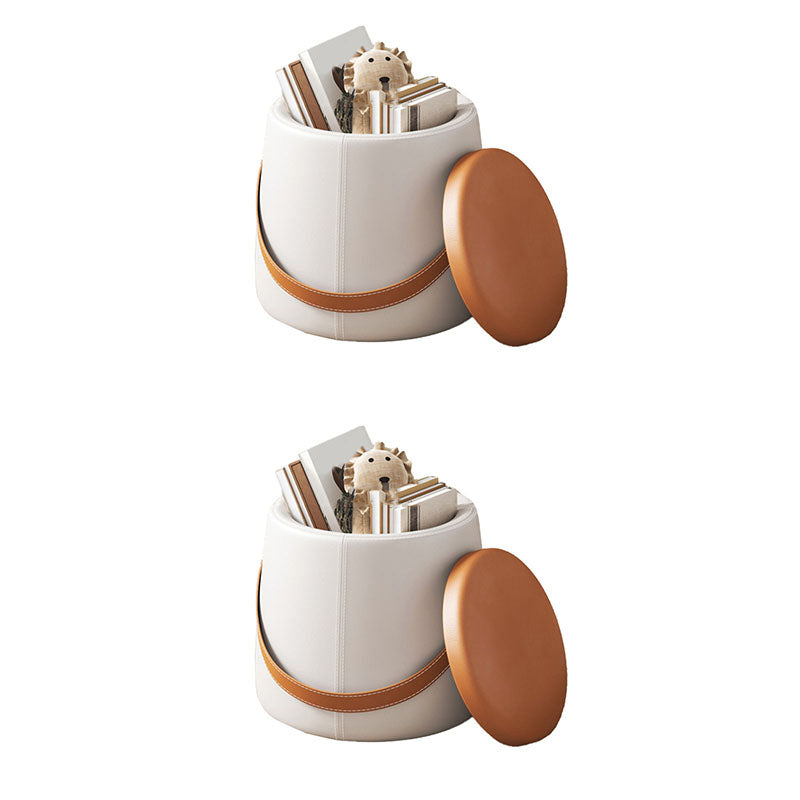 Modern Pouf Ottoman Fabric Upholstered Solid Color Portable Square Ottoman with Storage