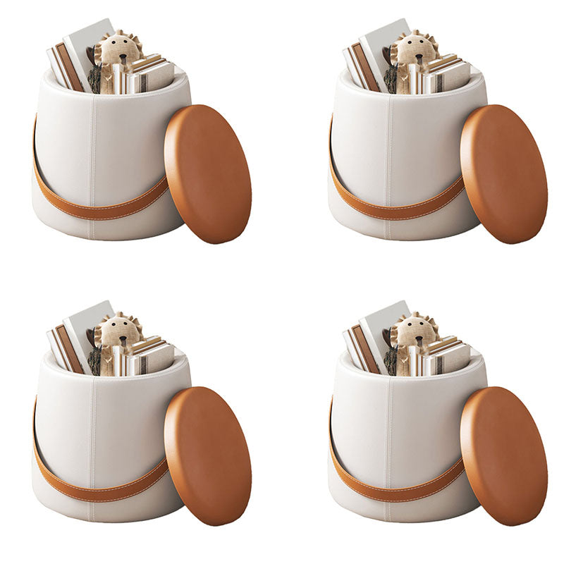 Modern Pouf Ottoman Fabric Upholstered Solid Color Portable Square Ottoman with Storage