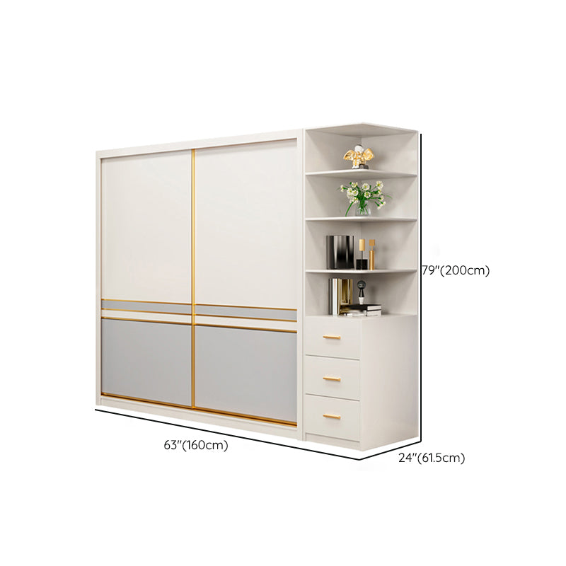 Bedroom Storage Cabinet Coastal Wooden Sliding Doors Wardrobe Armoire