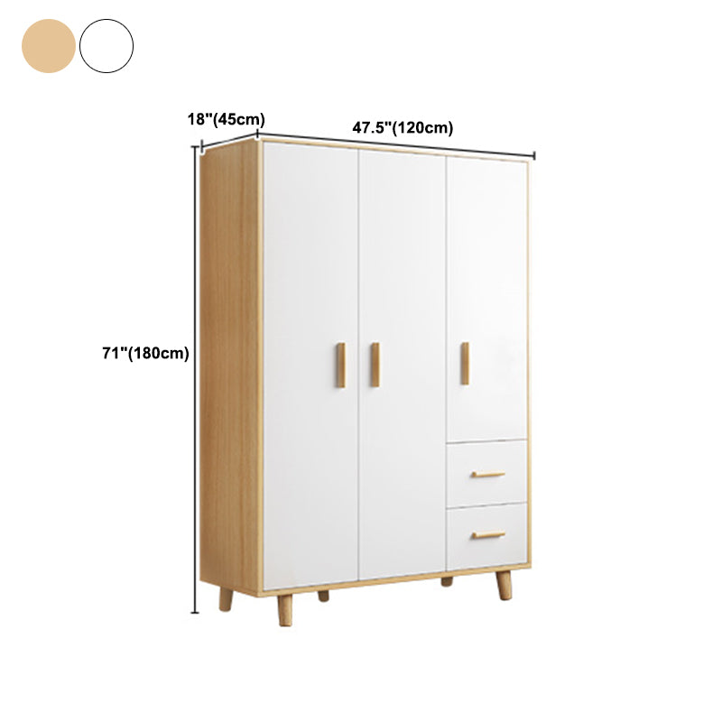 Contemporary Wardrobe Armoire Wooden Armoire with Doors and Legs