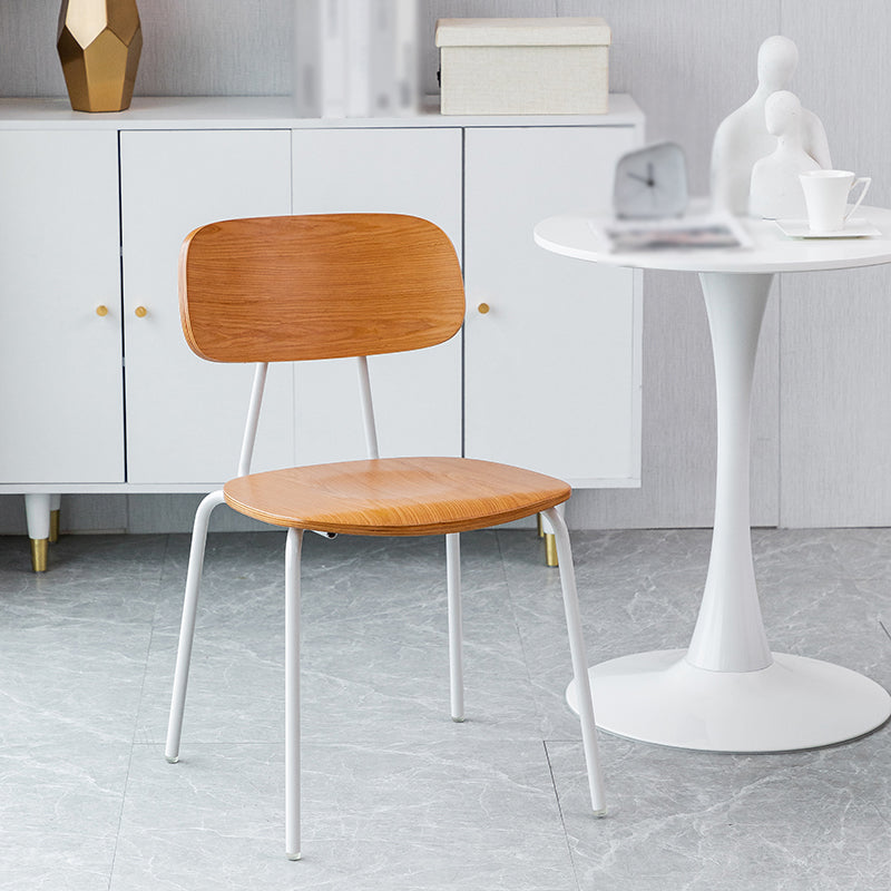 Modern Style Dining Chair Wooden Open Back Side Chair with Metal Base