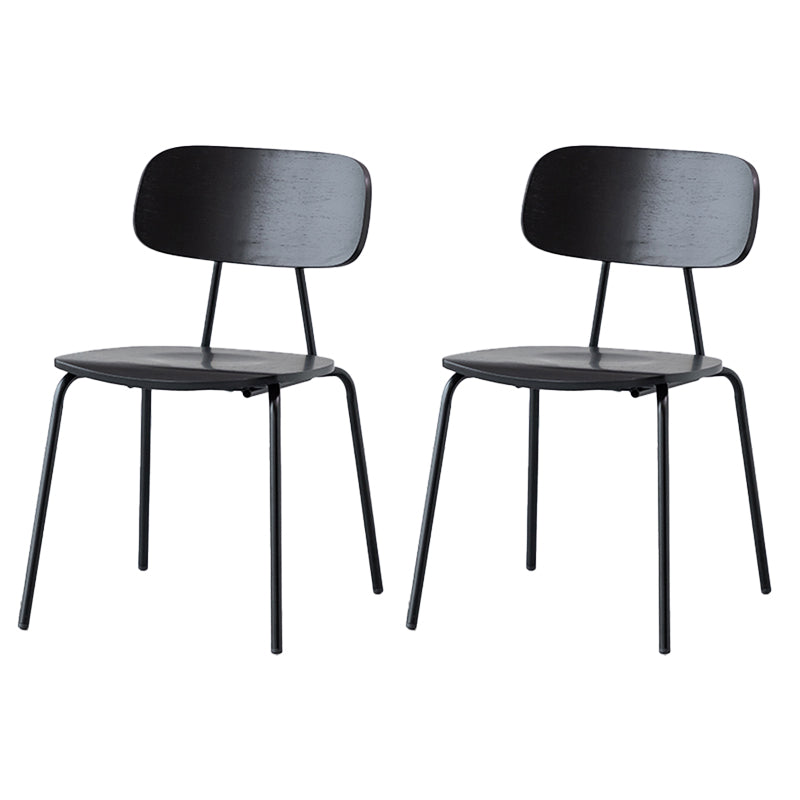 Modern Style Dining Chair Wooden Open Back Side Chair with Metal Base