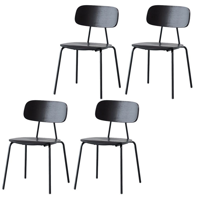 Modern Style Dining Chair Wooden Open Back Side Chair with Metal Base