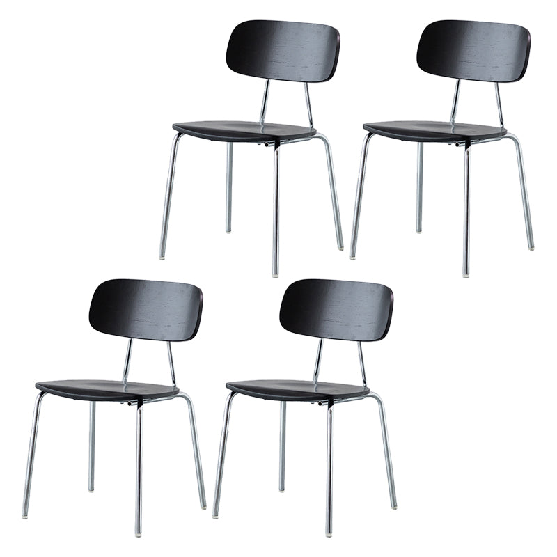 Modern Style Dining Chair Wooden Open Back Side Chair with Metal Base