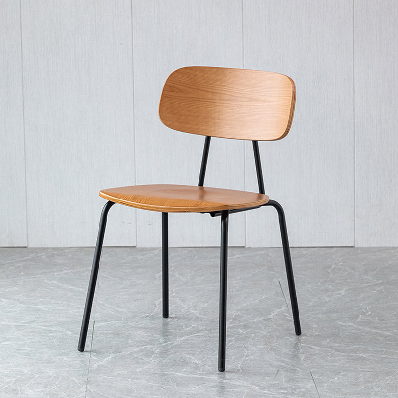 Modern Style Dining Chair Wooden Open Back Side Chair with Metal Base