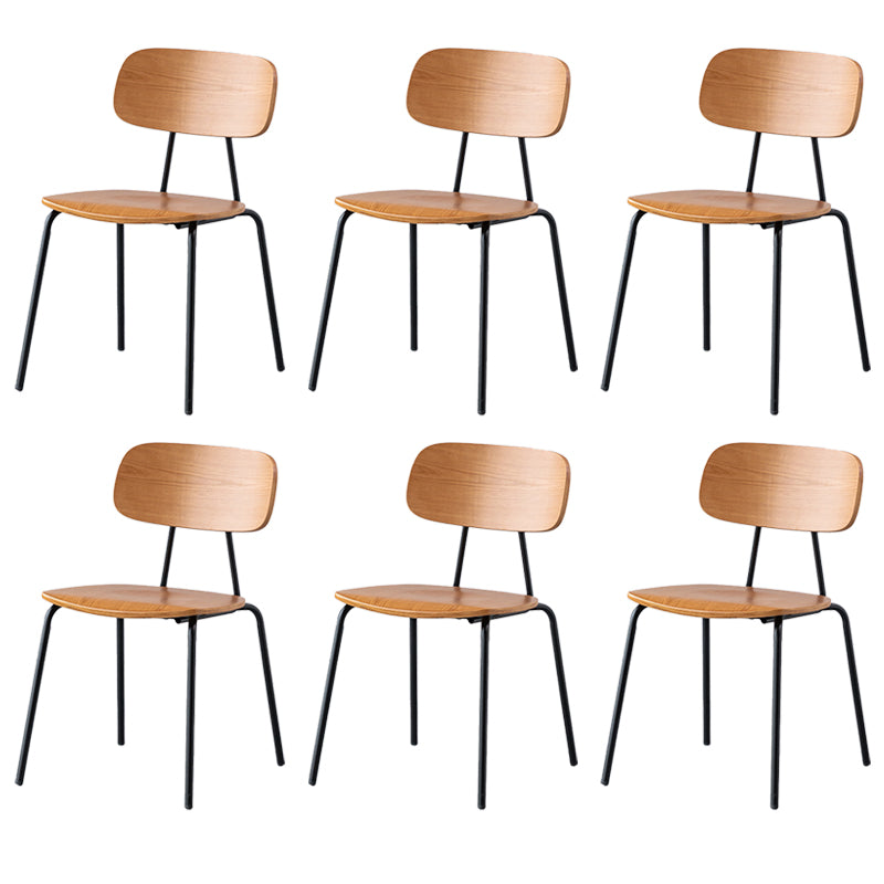 Modern Style Dining Chair Wooden Open Back Side Chair with Metal Base
