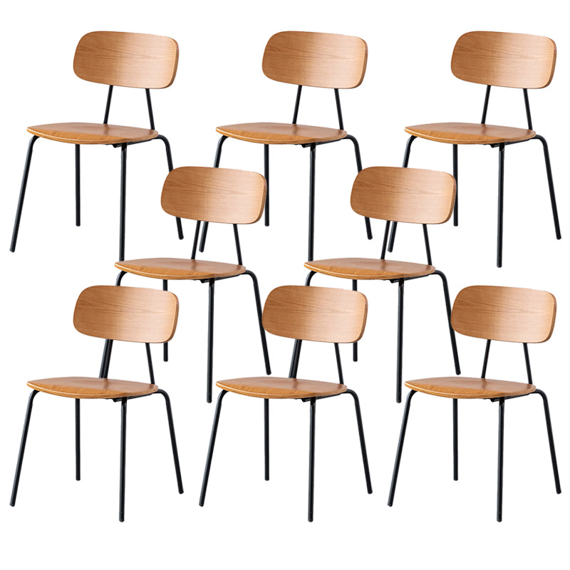 Modern Style Dining Chair Wooden Open Back Side Chair with Metal Base