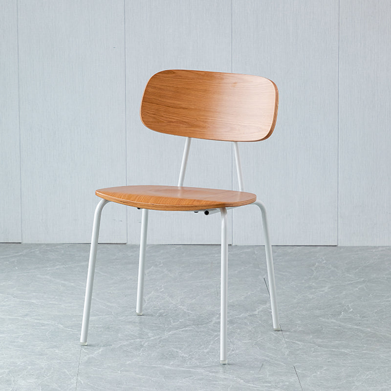 Modern Style Dining Chair Wooden Open Back Side Chair with Metal Base