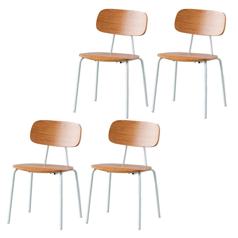 Modern Style Dining Chair Wooden Open Back Side Chair with Metal Base