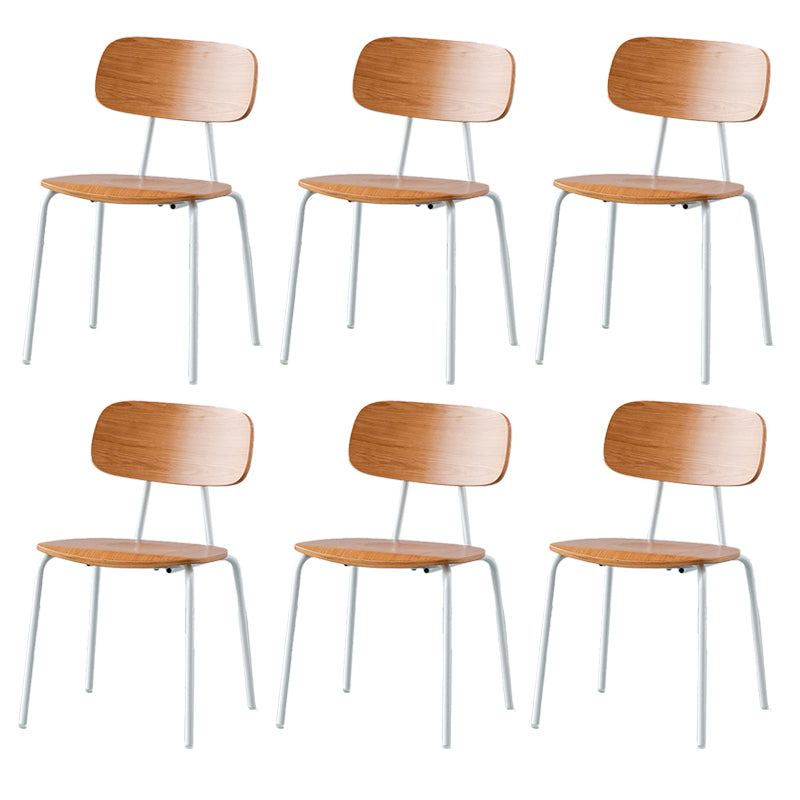 Modern Style Dining Chair Wooden Open Back Side Chair with Metal Base