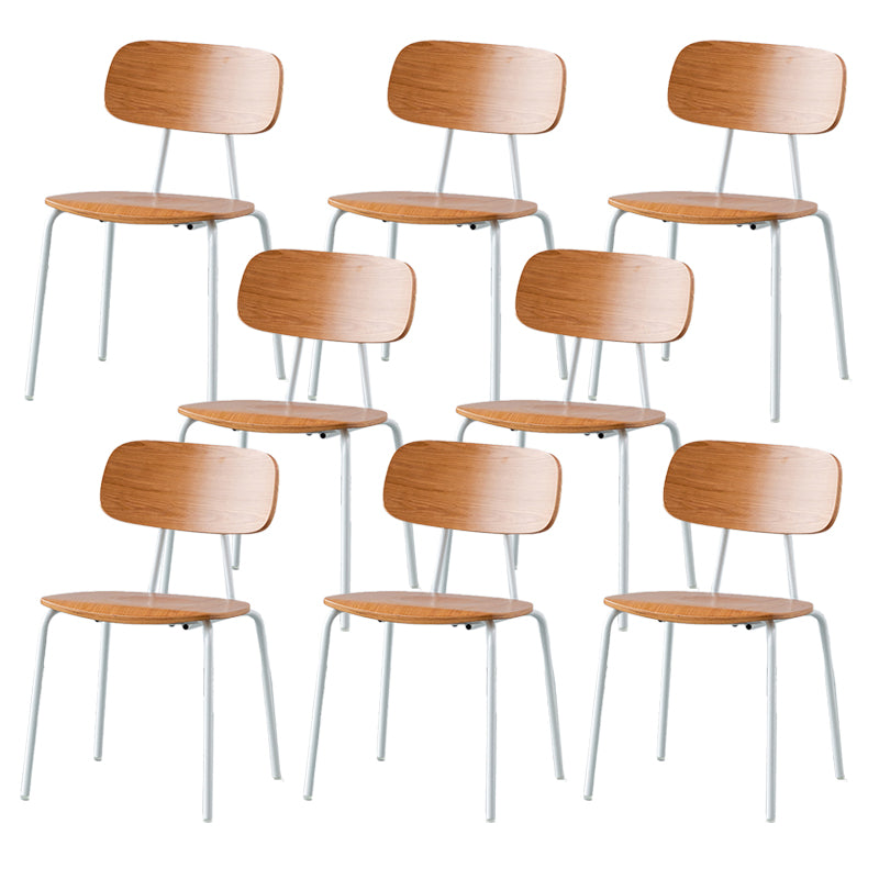 Modern Style Dining Chair Wooden Open Back Side Chair with Metal Base