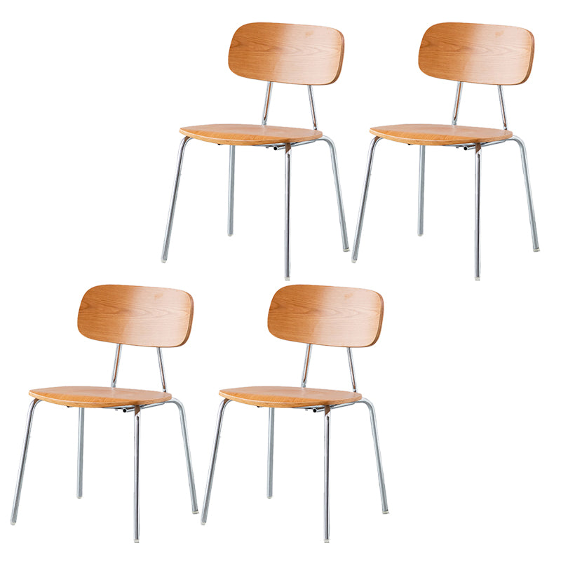 Modern Style Dining Chair Wooden Open Back Side Chair with Metal Base