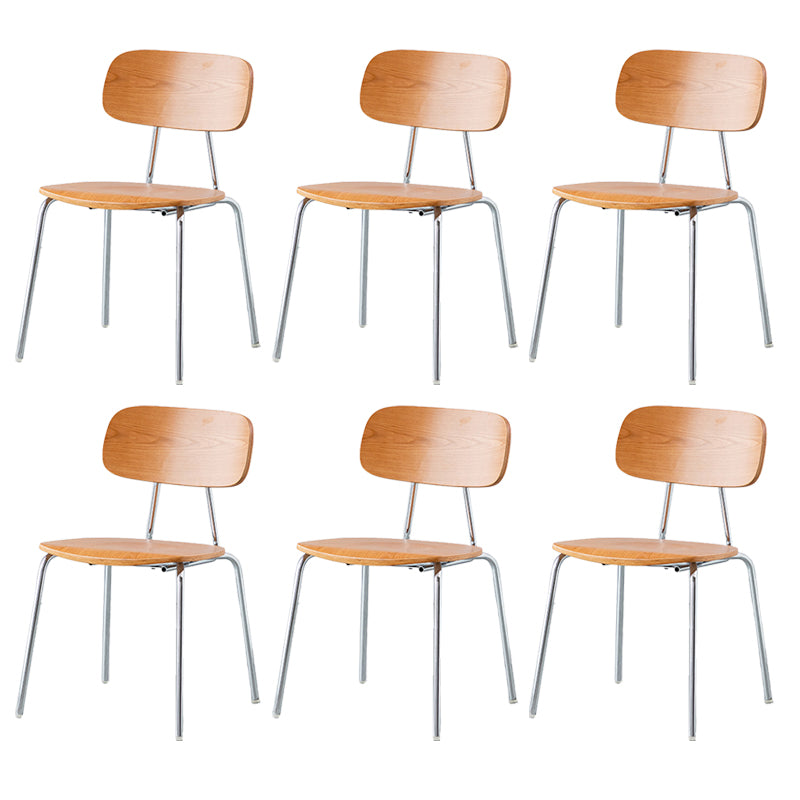 Modern Style Dining Chair Wooden Open Back Side Chair with Metal Base