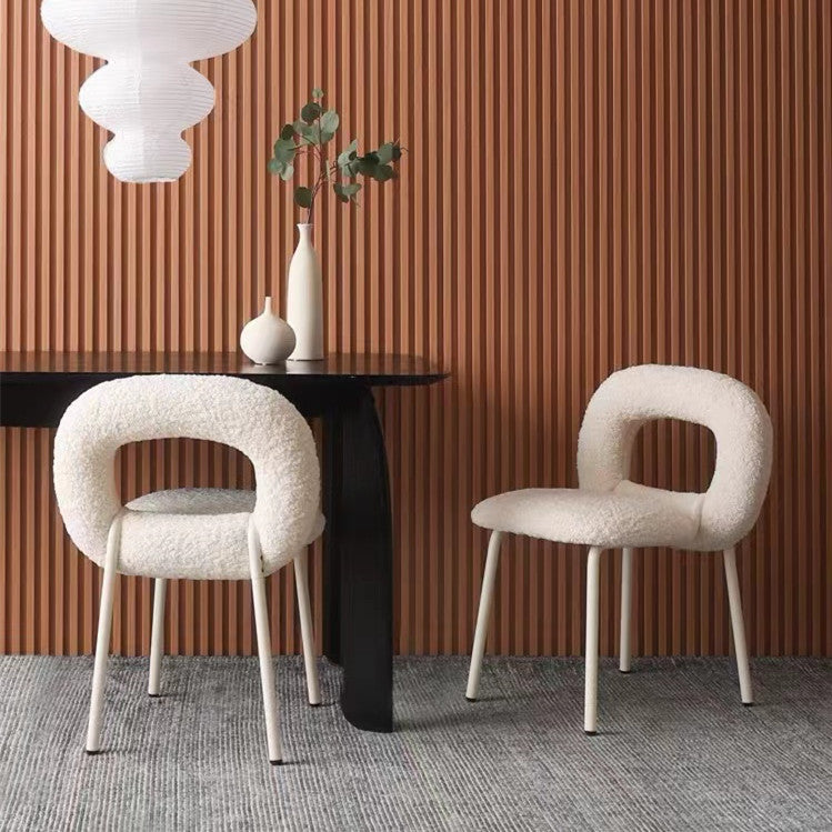 Upholstered Dining Side Chair Metal Frame Open Back Dining Side Chair