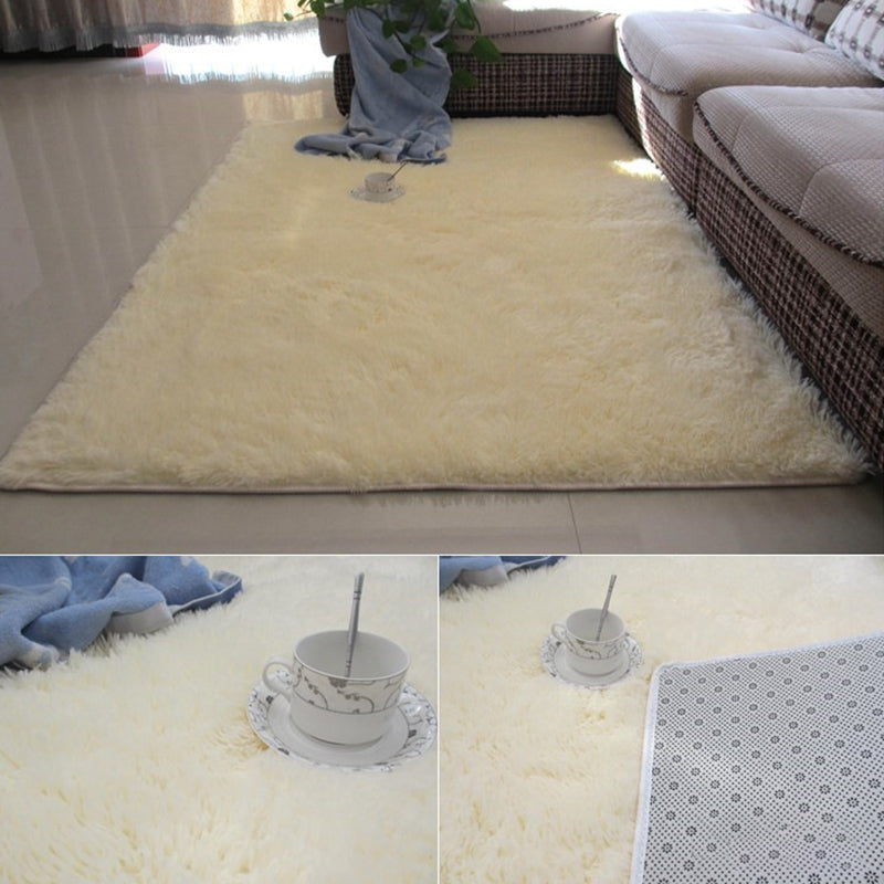 Modern Simple Plush Rug Polyester Indoor Rug Non-slip Carpet for Living Room and Bedroom