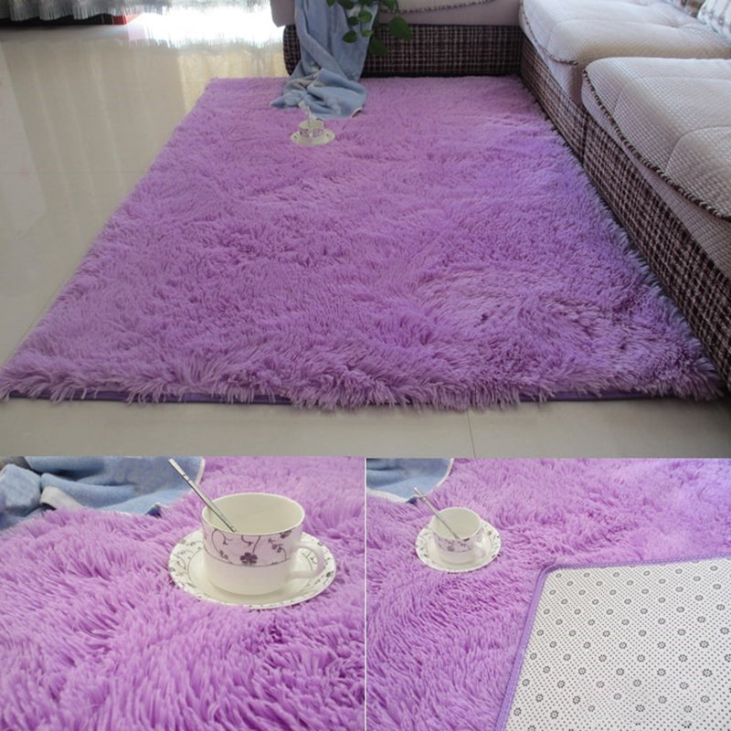 Modern Simple Plush Rug Polyester Indoor Rug Non-slip Carpet for Living Room and Bedroom
