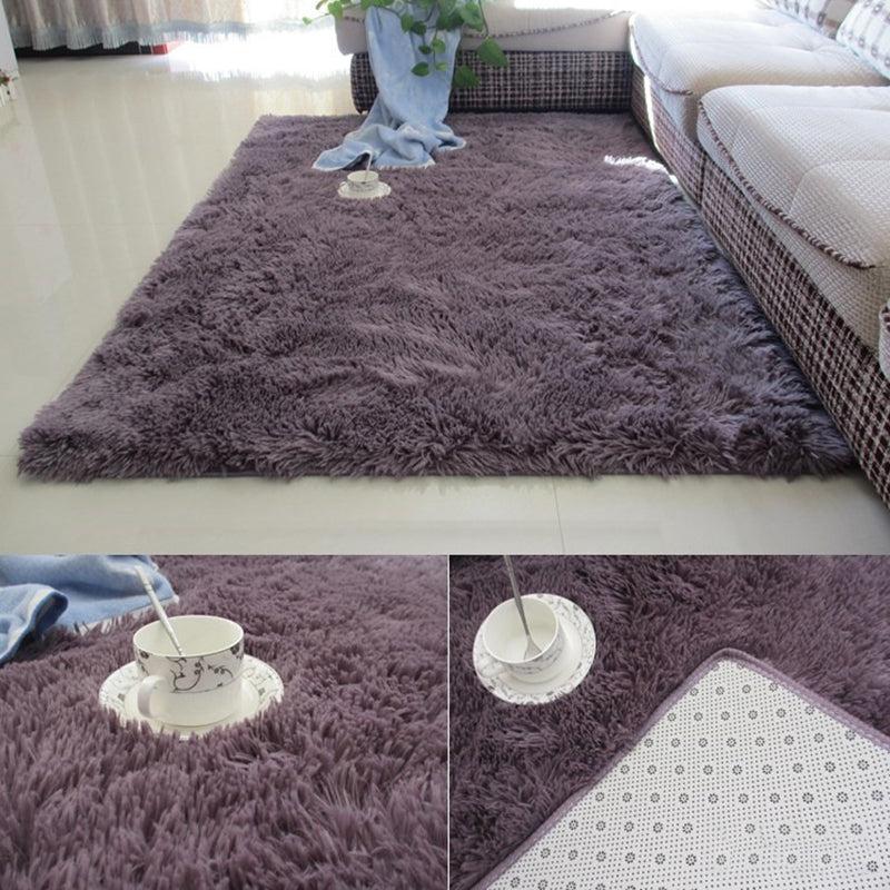 Modern Simple Plush Rug Polyester Indoor Rug Non-slip Carpet for Living Room and Bedroom