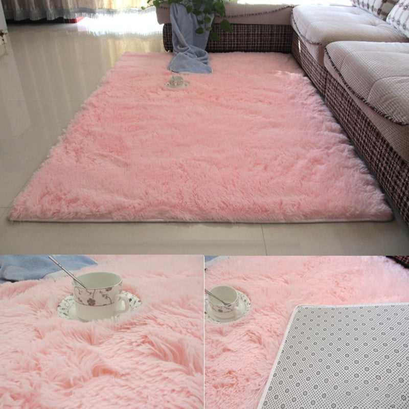 Modern Simple Plush Rug Polyester Indoor Rug Non-slip Carpet for Living Room and Bedroom