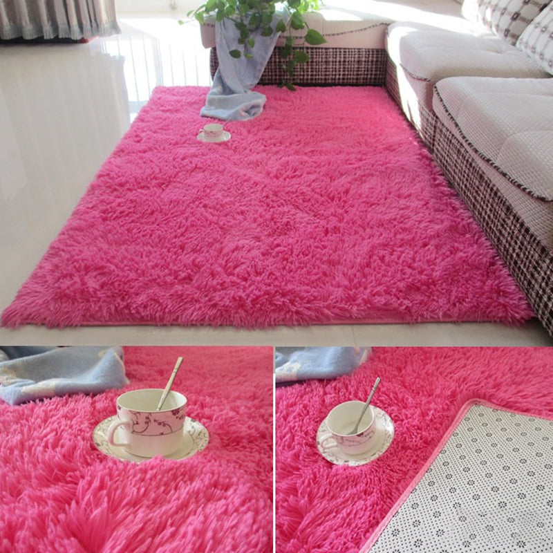 Modern Simple Plush Rug Polyester Indoor Rug Non-slip Carpet for Living Room and Bedroom